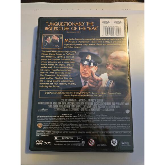 The Green Mile (DVD, 2007, Widescreen) Tom Hanks Brand New Sealed - Picture 2 of 2